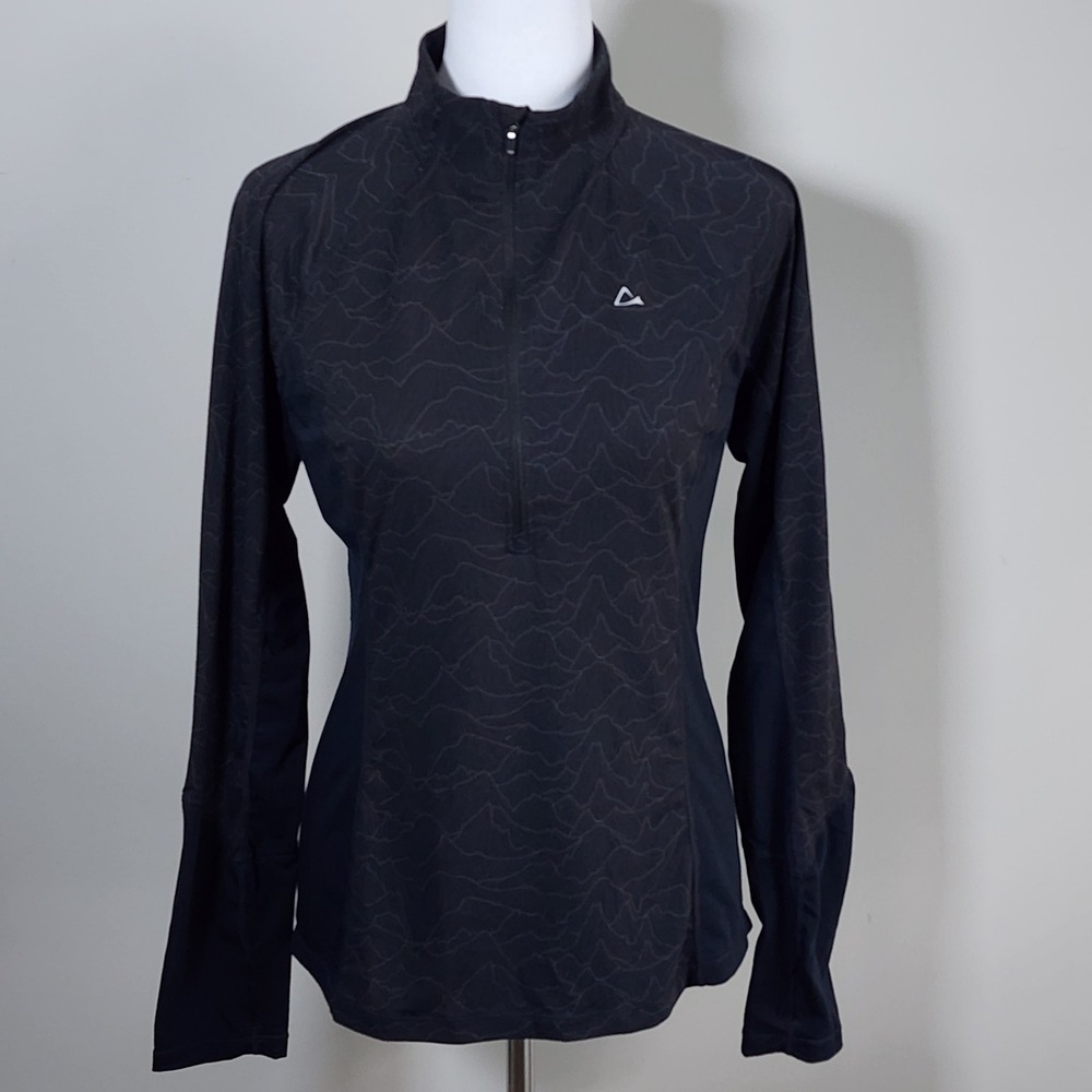 Paradox Top Womens Small Black Merino Wool Blend Thumbholes Thermal Hiking Ski